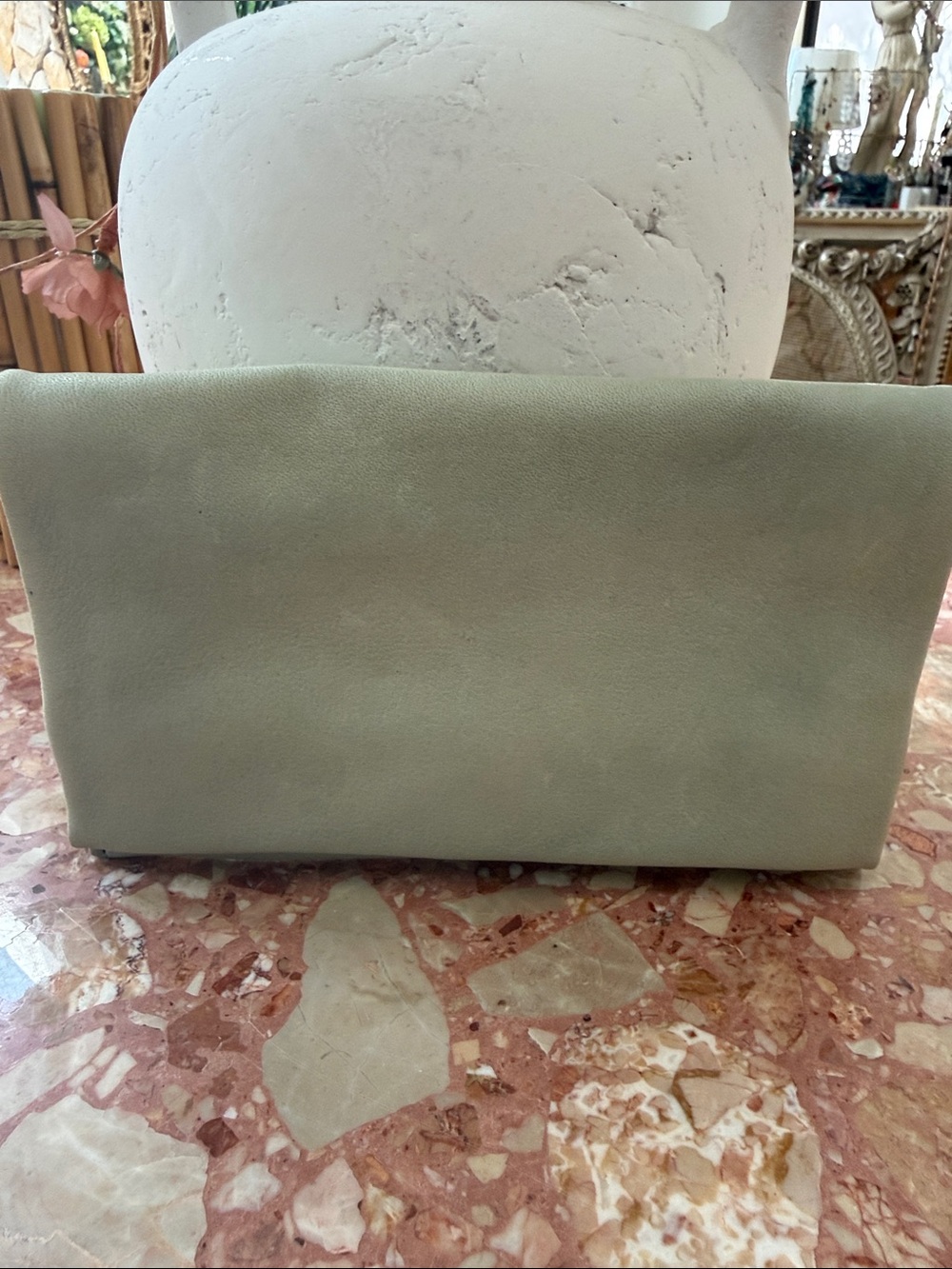 Women’s Latino Sage Green Leather Clutch Bag